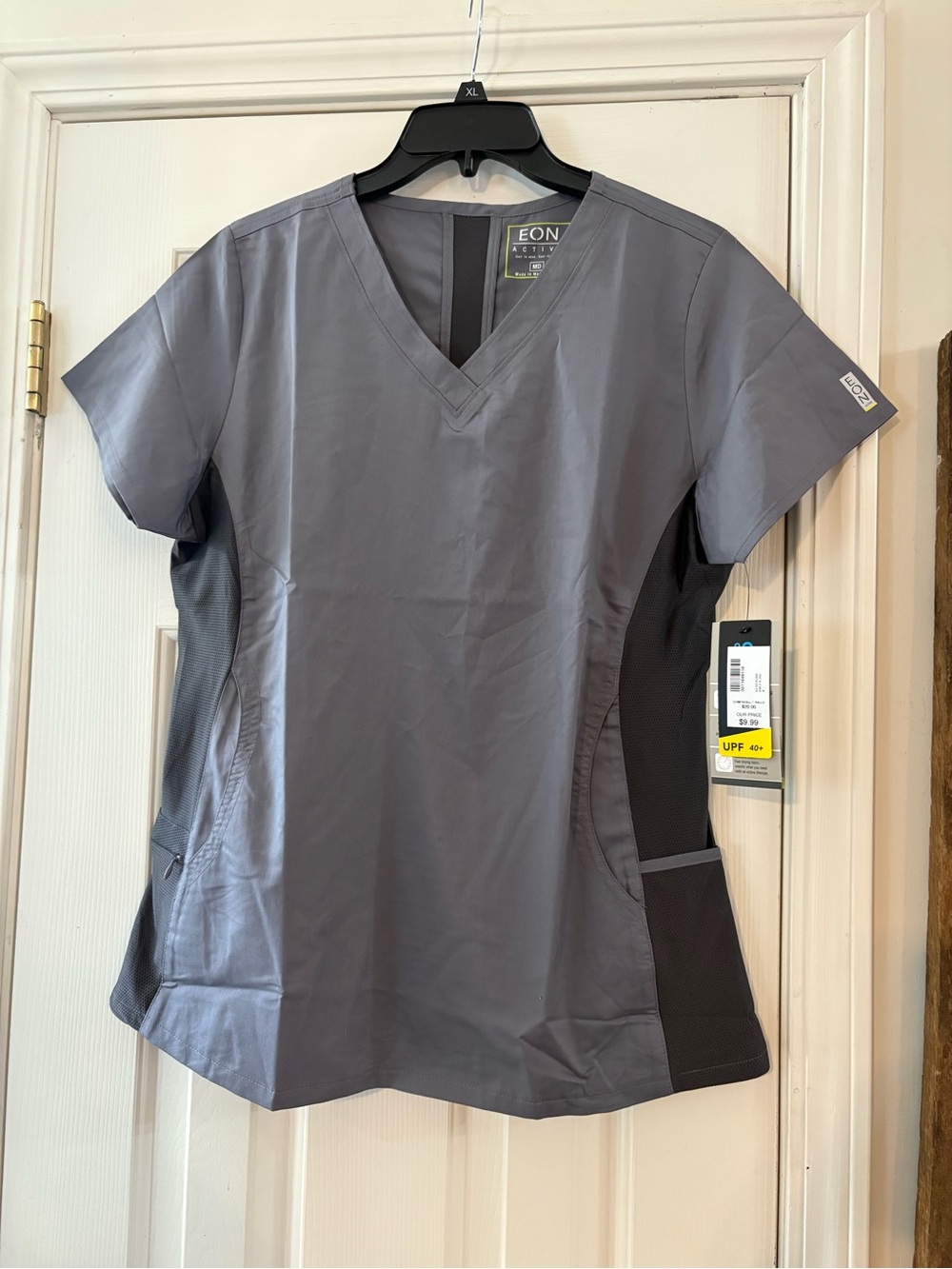 Eon V-Neck Scrub Top and Tunic in Grey. Top is medium, bottom is small petite